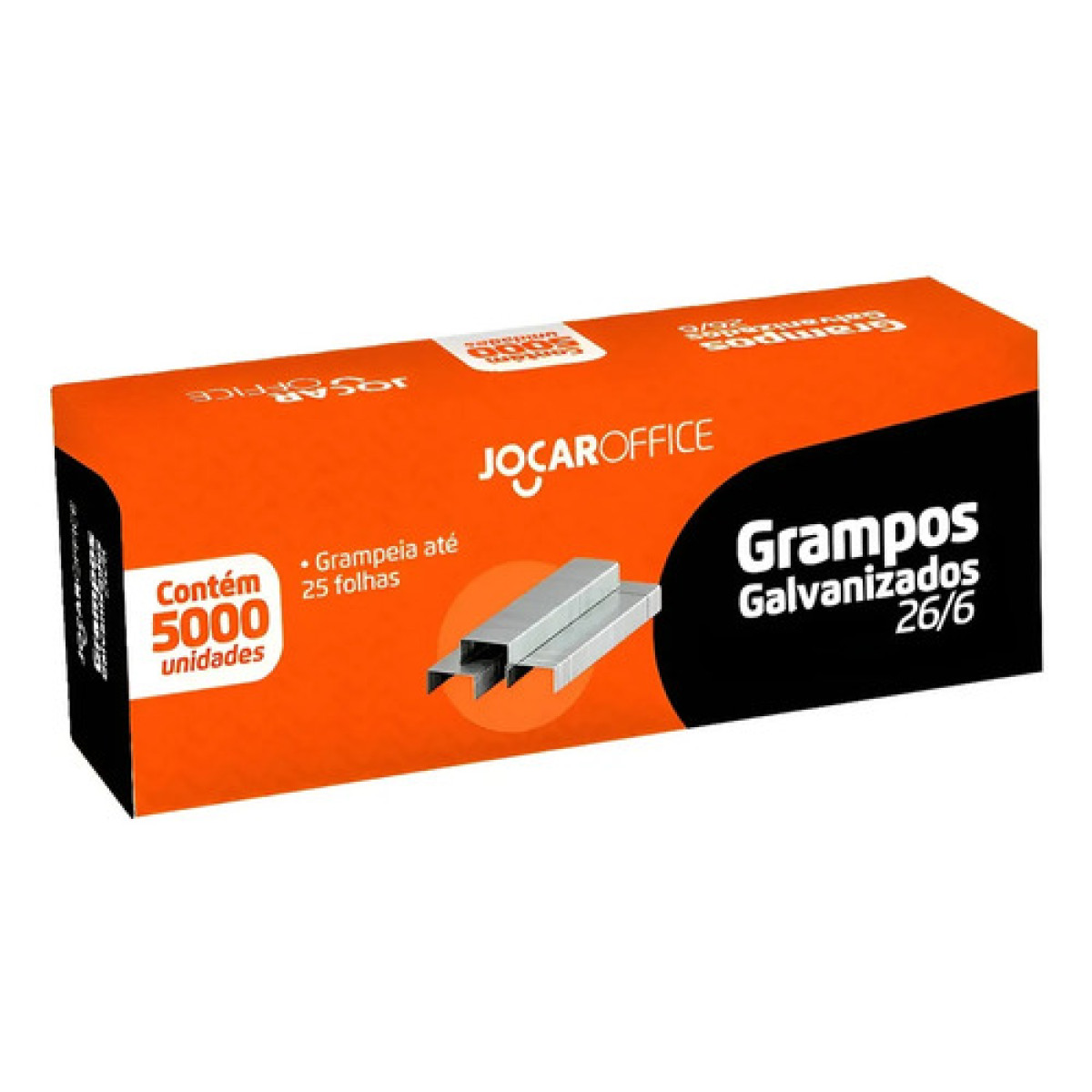 Grampo Galvanizado 26/6 Caixa Com 5000 Unidades Jocar Office Prateado